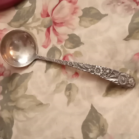 Kirk& Son Sterling Silver Repousse Serving Spoon. 1940s. - Picture 1 of 5